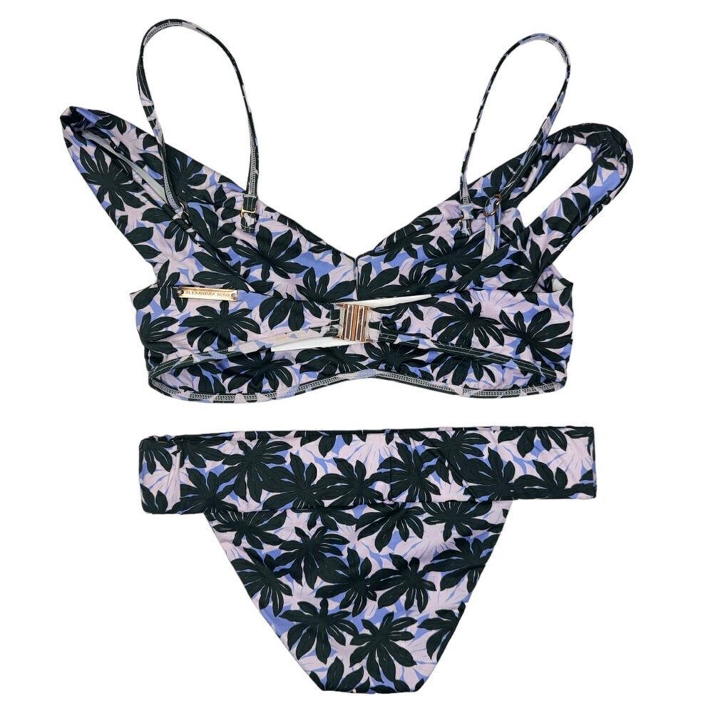 NEW Alexandra Miro Bikini Lola Top Tanga Bottom Palm Pink Blue Small - Picture 7 of 11